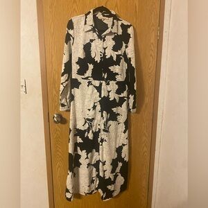 Elegant Black and White Floral Dress